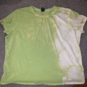 XXL green cropped bleach dyed T-shirt